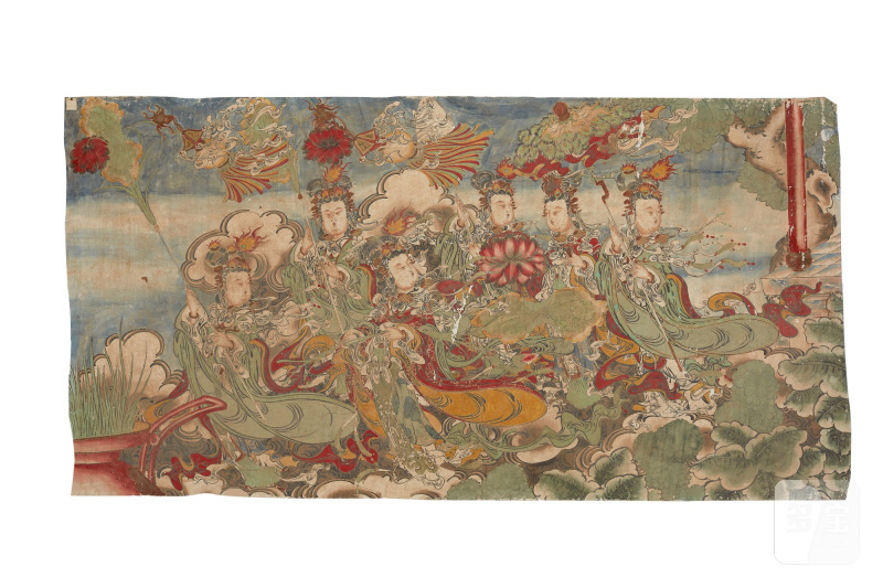 A large 'female immortals' painting, Yuan - Ming dynasty | 元至明 《仙女駕雲圖》設色布本